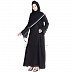 Nidha abaya- Black flared with bead work Nidha abaya- Black flared with bead work